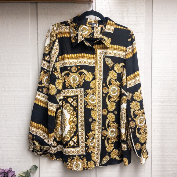 Fashion Nova Want To Have It All Collared Shirt - Picture 1 of 7